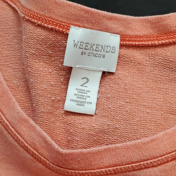 Chico's Weekends Oversized 3/4 Sleeve Top. Soft with front pockets Chicos Size 2 - Picture 3 of 9